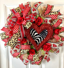 Leopard Heart Valentine's Day Wreath: Cheetah Print Ribbon Door Decor