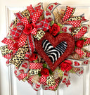 Leopard Valentine Day Wreath, Valentine Wreath, Heart Wreath, Front Door Valentine Wreath, Double Doors