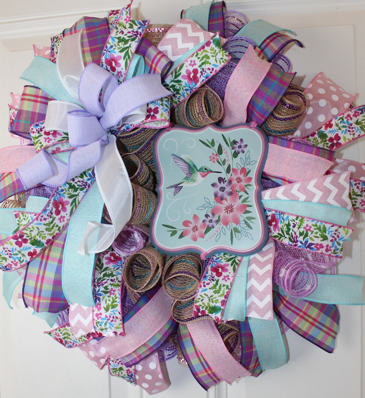 Pastel Spring Wreath: Floral Welcome Sign, Double Door Decor