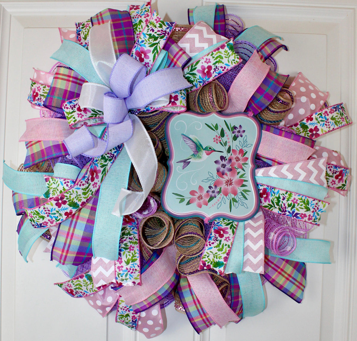 Pastel Spring Wreath: Floral Welcome Sign, Double Door Decor