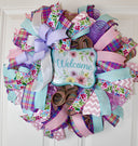 Pastel Spring Wreath: Floral Welcome Sign, Double Door Decor