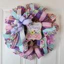 Pastel Spring Wreath: Floral Welcome Sign, Double Door Decor