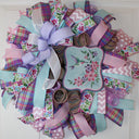 Pastel Spring Wreath: Floral Welcome Sign, Double Door Decor