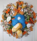 Spring Bunny Wreath for front Door, Spring Wreath, Carrot Patch