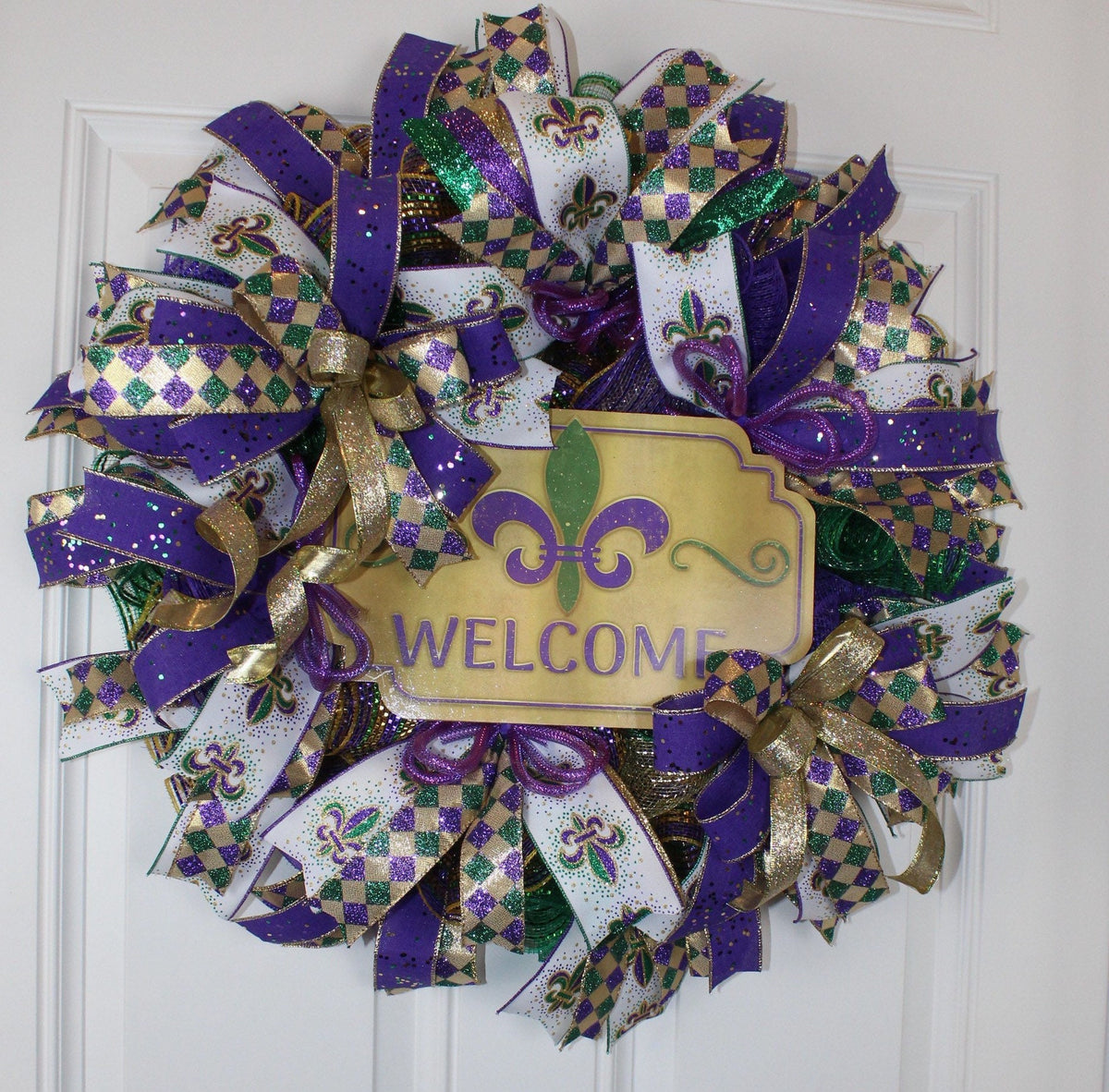 Mardi Gras wreath for Front Door, Wreath, Mardi Gras wreath, Festival wreath, Mardi Gras door hanger, Fat Tuesday wreath, Mardi Gras