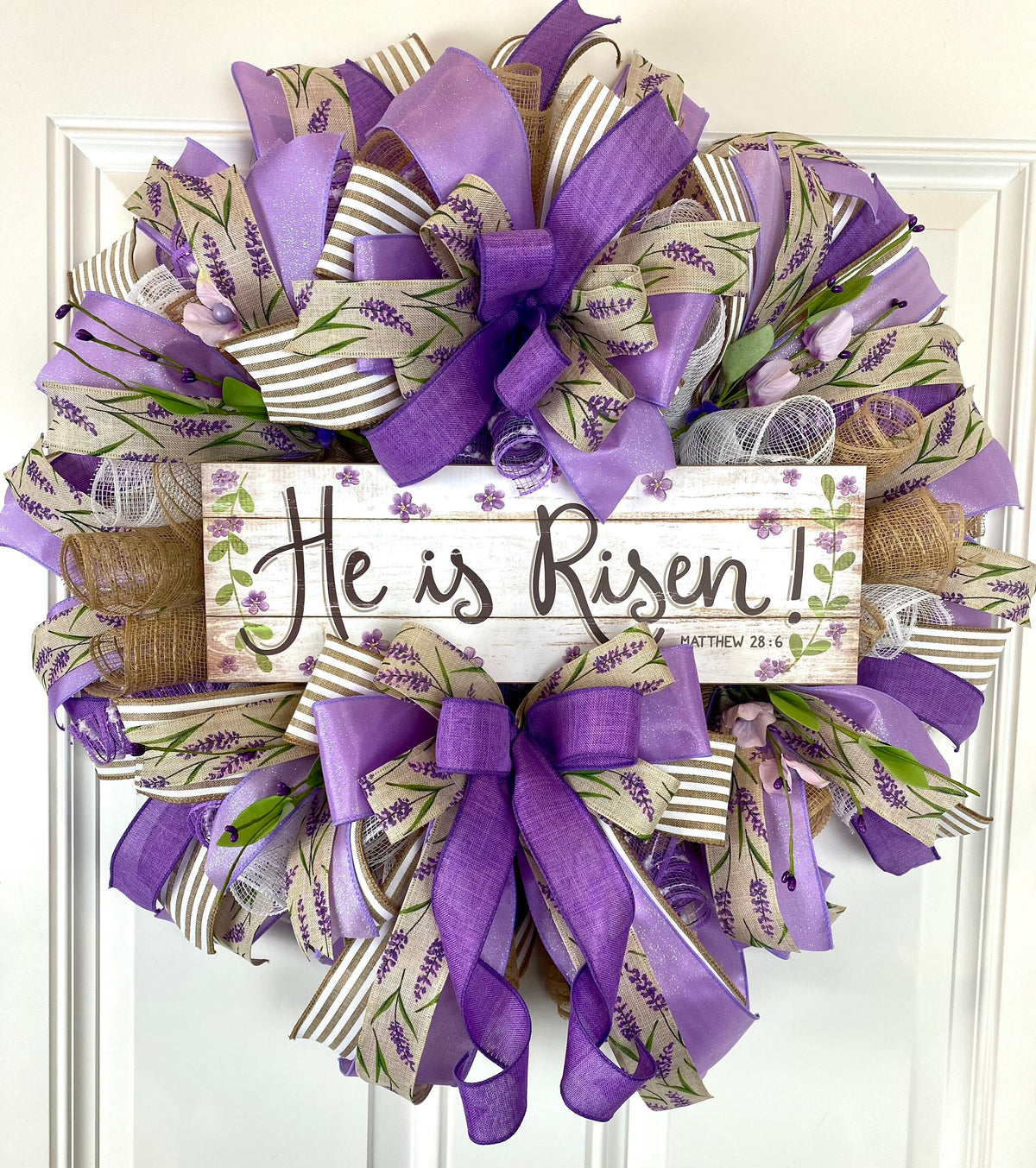 He is Risen Spring Wreath, Purple Easter Wreath, Spring Cross Wreath, Front Door Spring Wreath