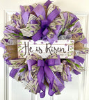 He is Risen Spring Wreath, Purple Easter Wreath, Spring Cross Wreath, Front Door Spring Wreath