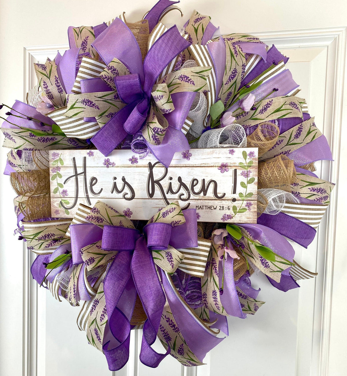 He is Risen Spring Wreath, Purple Easter Wreath, Spring Cross Wreath, Front Door Spring Wreath