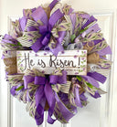 He is Risen Spring Wreath, Purple Easter Wreath, Spring Cross Wreath, Front Door Spring Wreath
