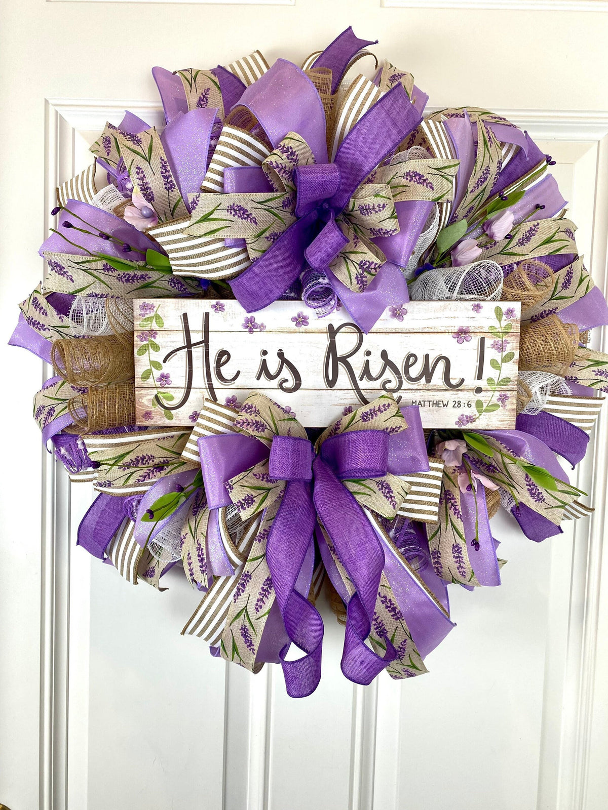 He is Risen Spring Wreath, Purple Easter Wreath, Spring Cross Wreath, Front Door Spring Wreath