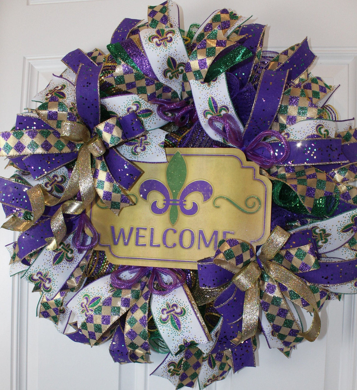 Mardi Gras wreath for Front Door, Wreath, Mardi Gras wreath, Festival wreath, Mardi Gras door hanger, Fat Tuesday wreath, Mardi Gras