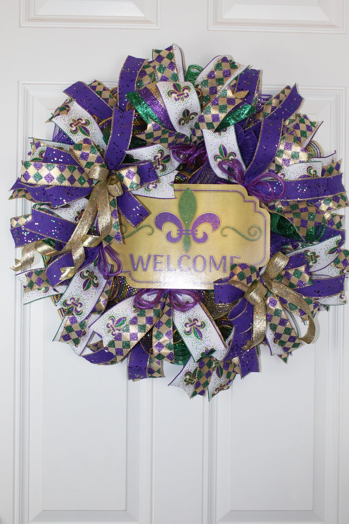 Mardi Gras wreath for Front Door, Wreath, Mardi Gras wreath, Festival wreath, Mardi Gras door hanger, Fat Tuesday wreath, Mardi Gras
