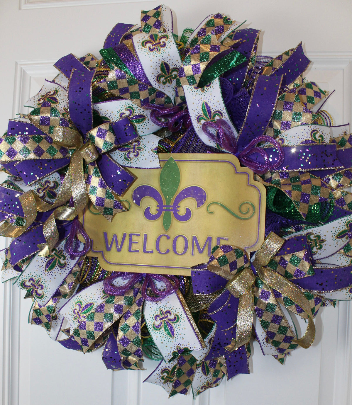 Mardi Gras wreath for Front Door, Wreath, Mardi Gras wreath, Festival wreath, Mardi Gras door hanger, Fat Tuesday wreath, Mardi Gras