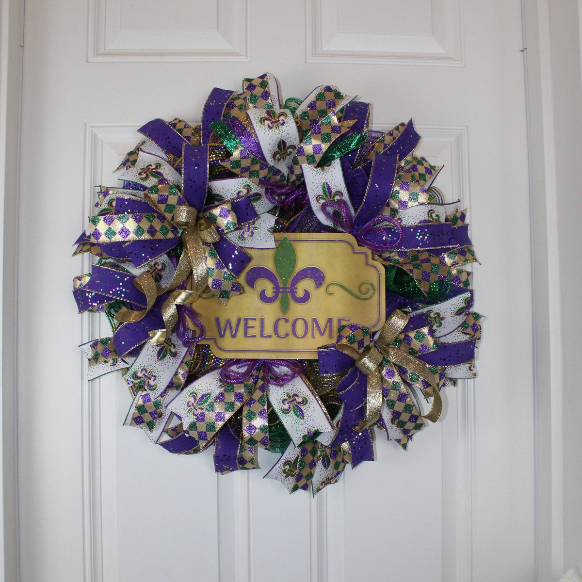 Mardi Gras wreath for Front Door, Wreath, Mardi Gras wreath, Festival wreath, Mardi Gras door hanger, Fat Tuesday wreath, Mardi Gras
