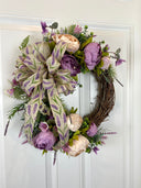 Lavender Peony Wreath: Farmhouse Front Door Decor