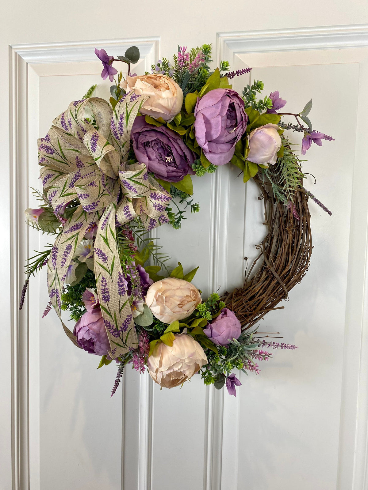 Lavender Peony Wreath: Farmhouse Front Door Decor