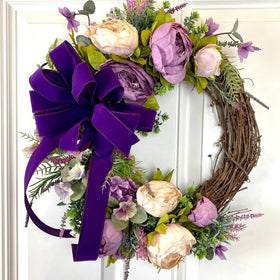 Lavender Peony Wreath: Farmhouse Front Door Decor