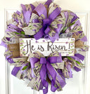 He is Risen Spring Wreath, Purple Easter Wreath, Spring Cross Wreath, Front Door Spring Wreath