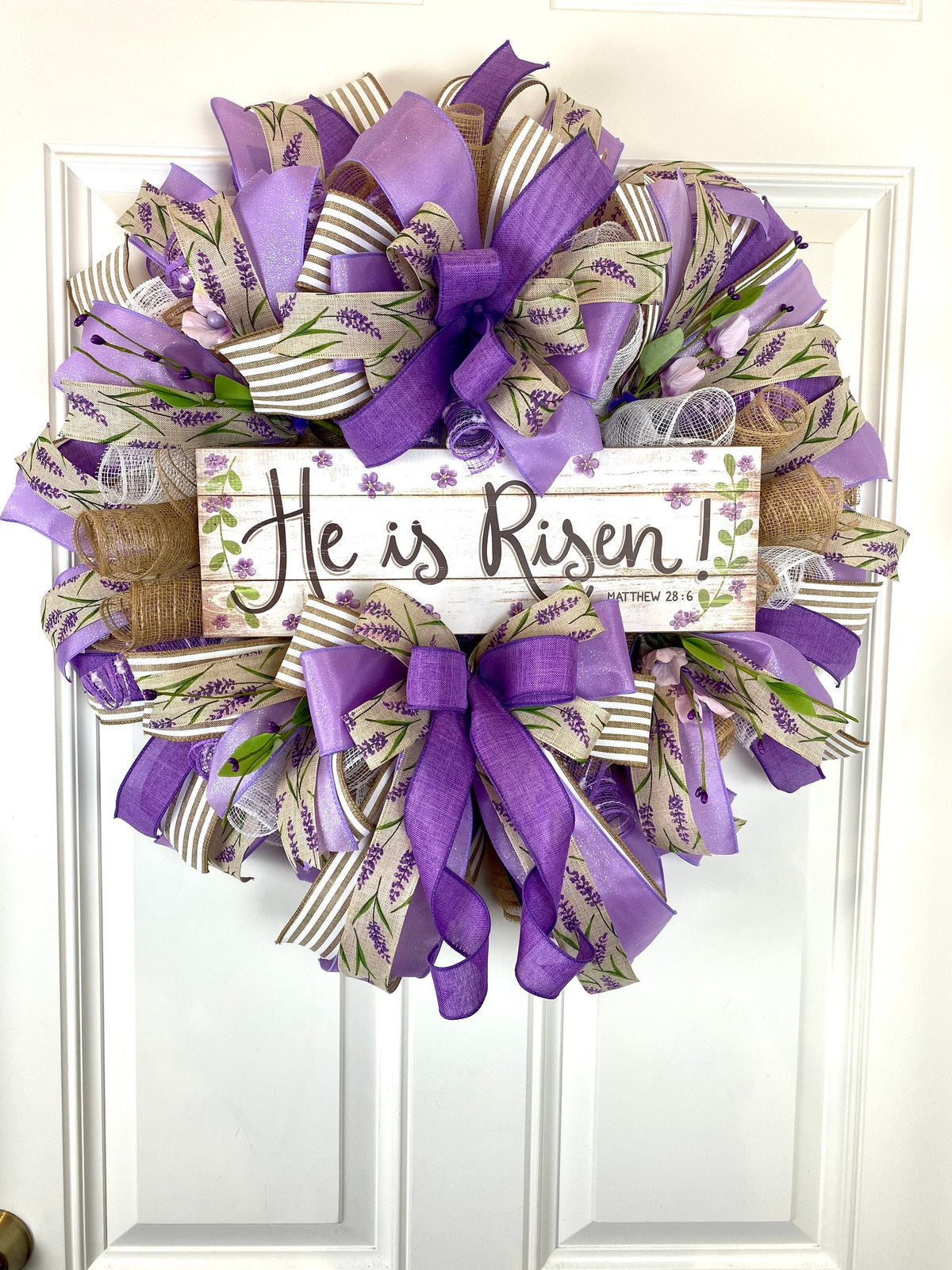 He is Risen Spring Wreath, Purple Easter Wreath, Spring Cross Wreath, Front Door Spring Wreath