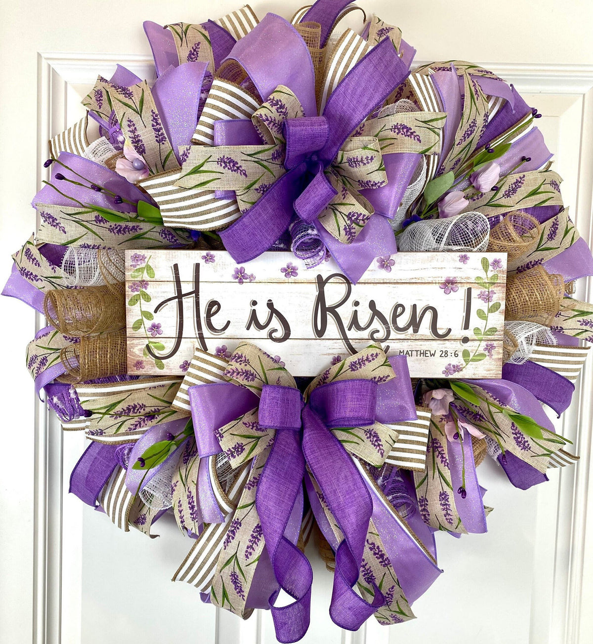 He is Risen Spring Wreath, Purple Easter Wreath, Spring Cross Wreath, Front Door Spring Wreath