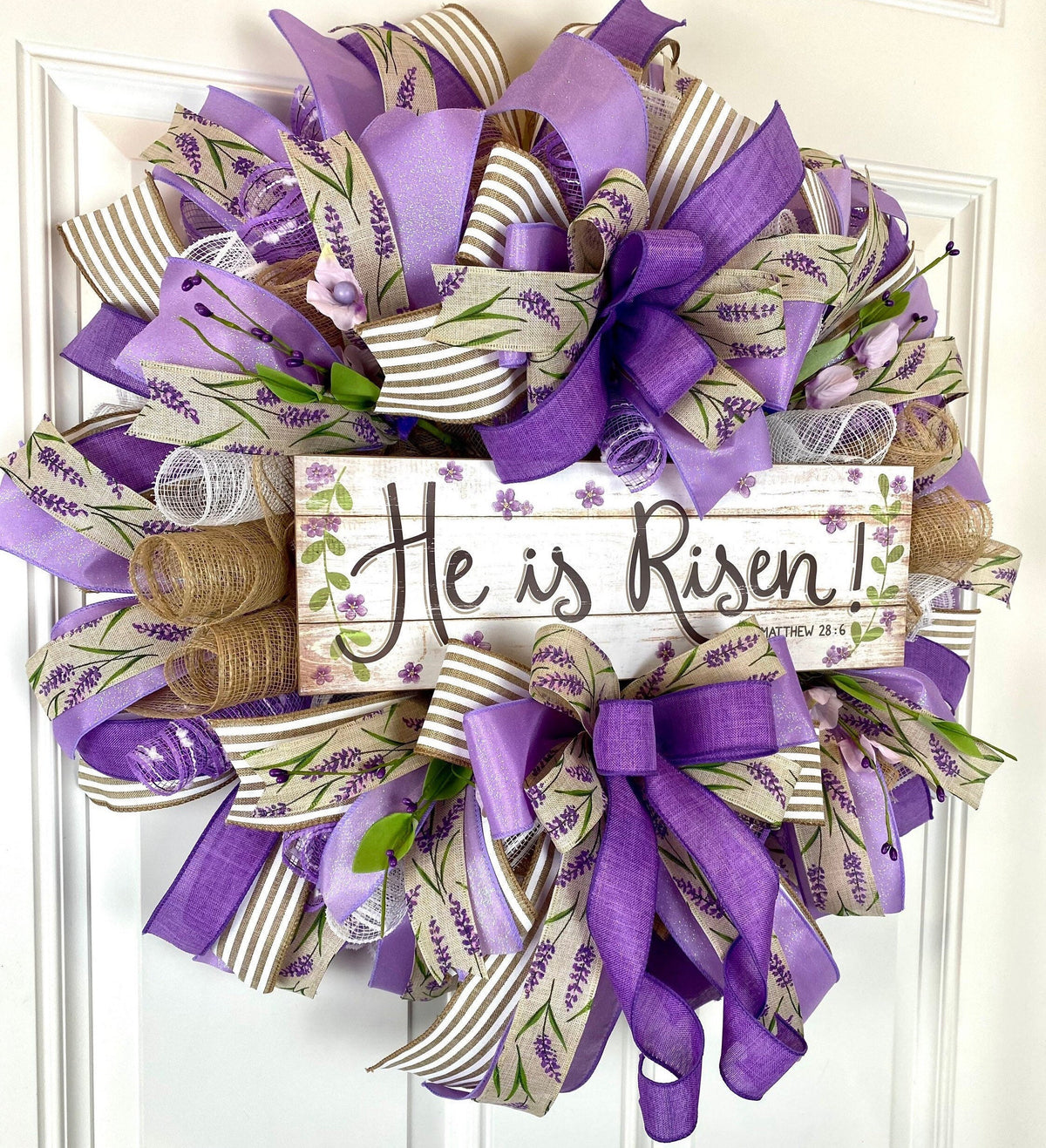 He is Risen Spring Wreath, Purple Easter Wreath, Spring Cross Wreath, Front Door Spring Wreath