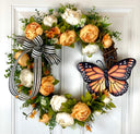 Peony Butterfly Wreath: Farmhouse Grapevine Front Door Decor
