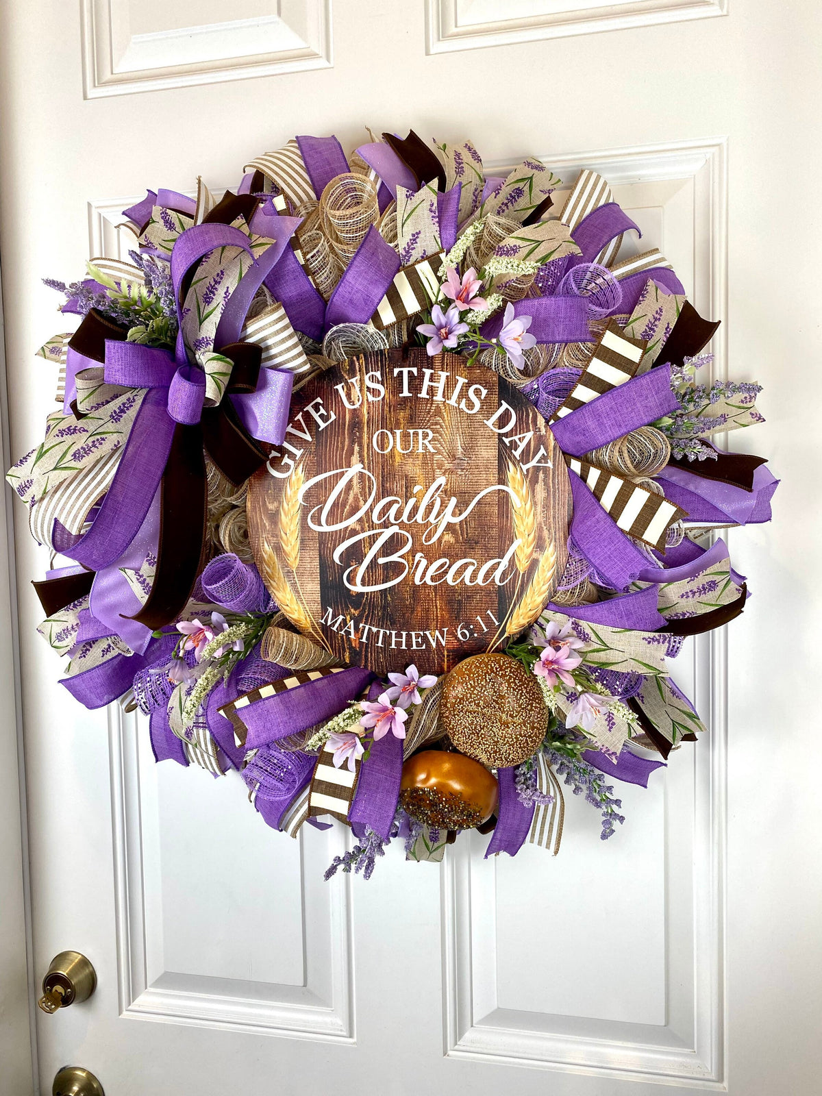 XL Everyday Wreath, Christian Wreath, Daily Bread, Farmhouse All Season Wreath, Spring Wreath, Summer Deco Mesh