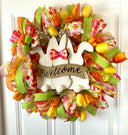 Tulip Easter Bunny Wreath: Spring Door Decor