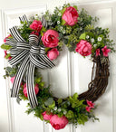 All Season Peony Wreath- Watermelon Red