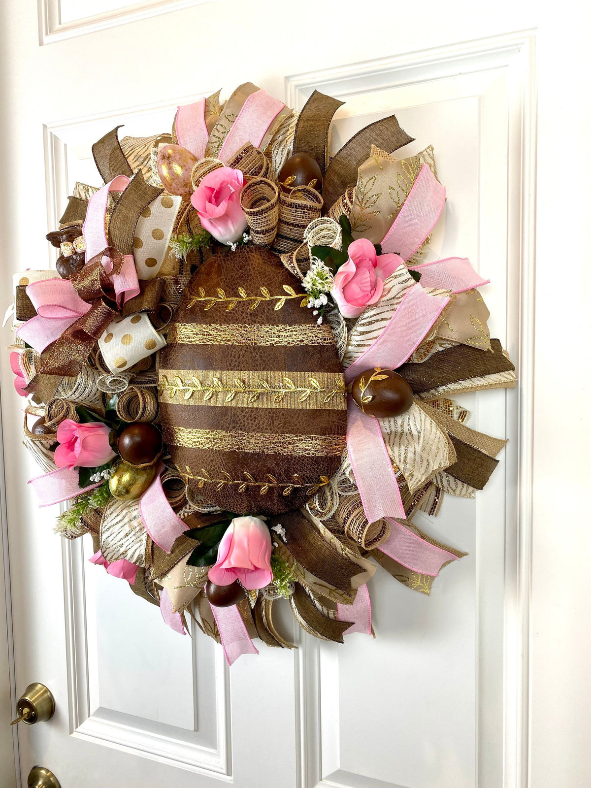 Elegant Chocolate Easter wreath for front Door