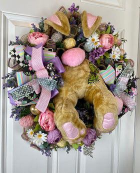 Bunny Butt Floral Wreath for front Door