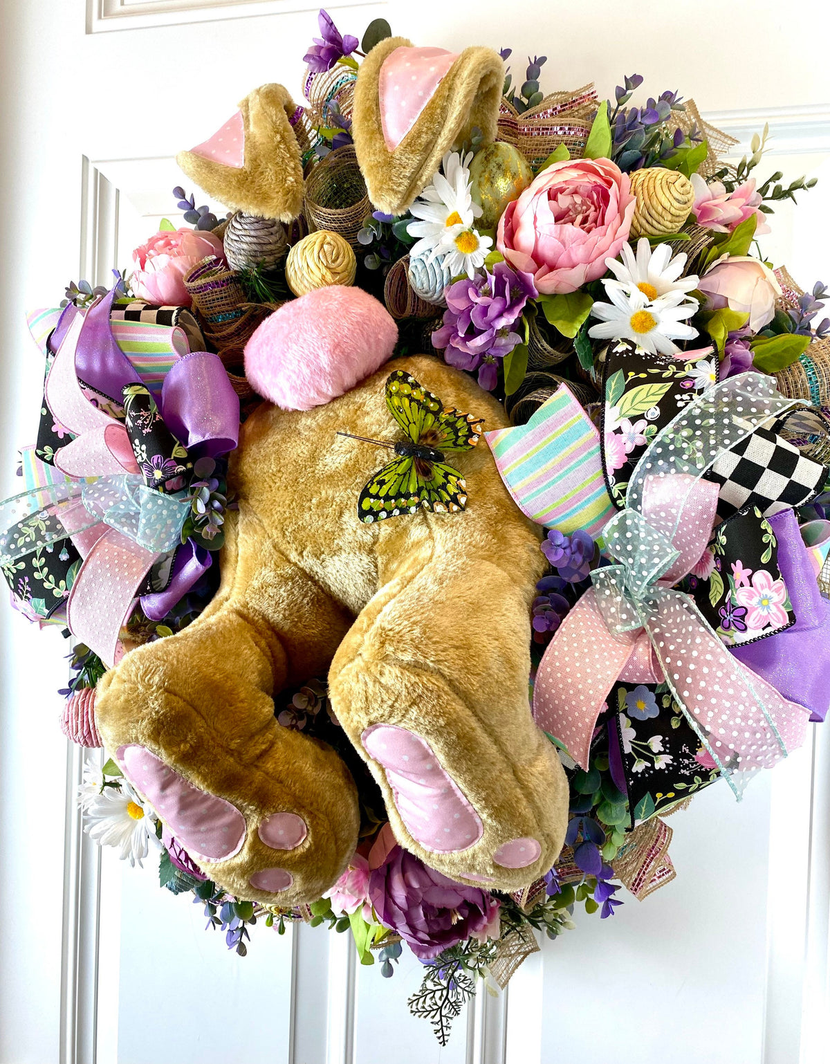 Bunny Butt Easter Wreath: Peony Garden Spring Door Decor