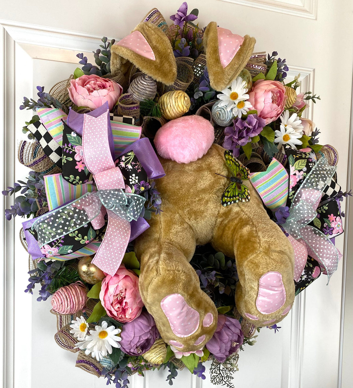 Bunny Butt Spring Wreath for front Door, Bunny Butt, Peony, Spring Wreath, Egg Patch, Easter bunny