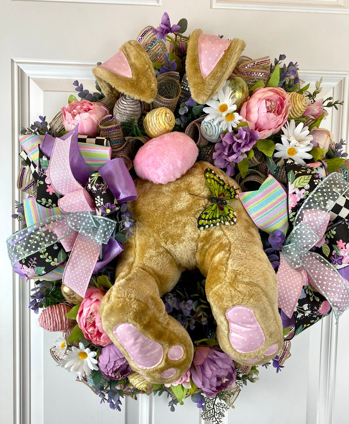 Bunny Butt Spring Wreath for front Door, Bunny Butt, Peony, Spring Wreath, Egg Patch, Easter bunny