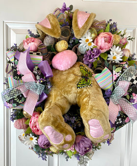 Bunny Butt Floral Wreath for front Door