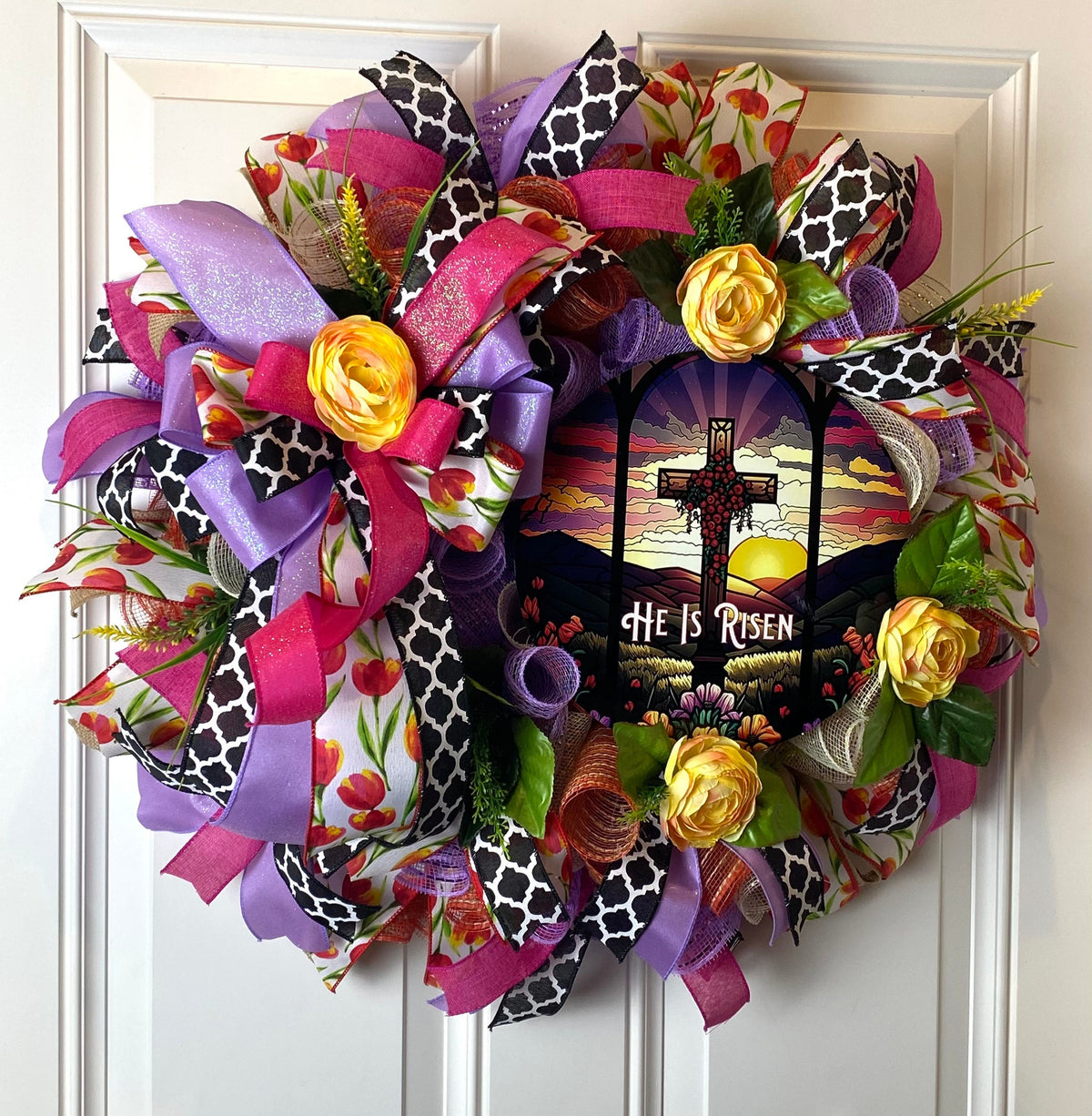 He is Risen Wreath Wreath,  Easter Cross Wreath