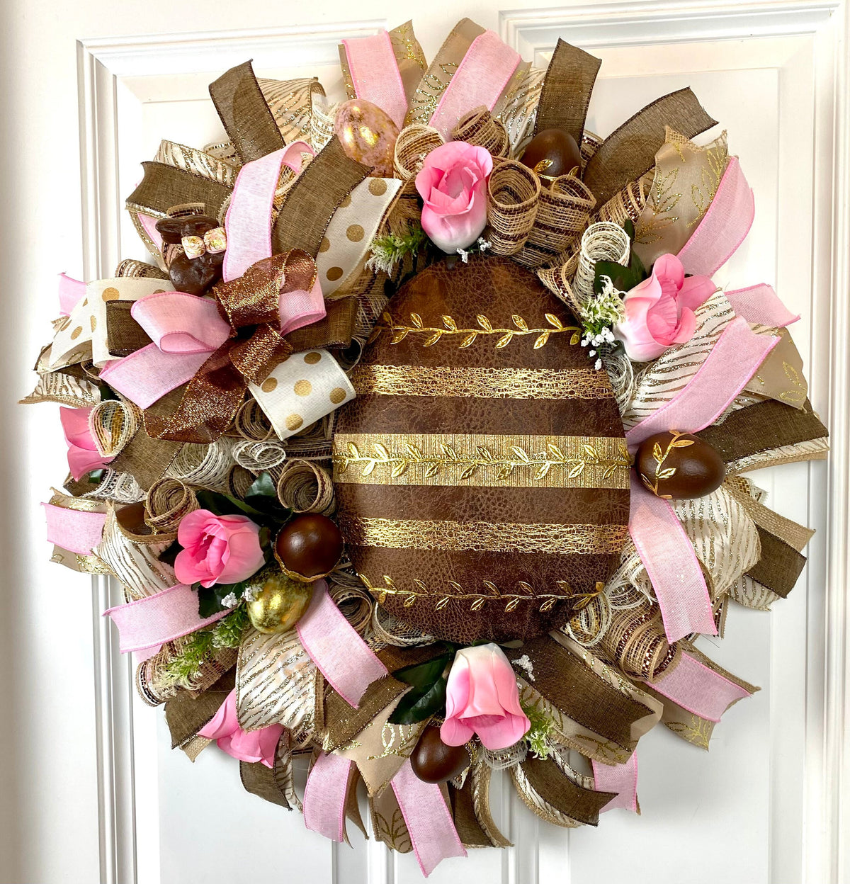 Elegant Chocolate Easter wreath for front Door