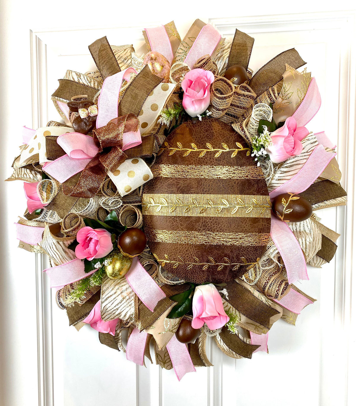 Elegant Chocolate Easter wreath for front Door