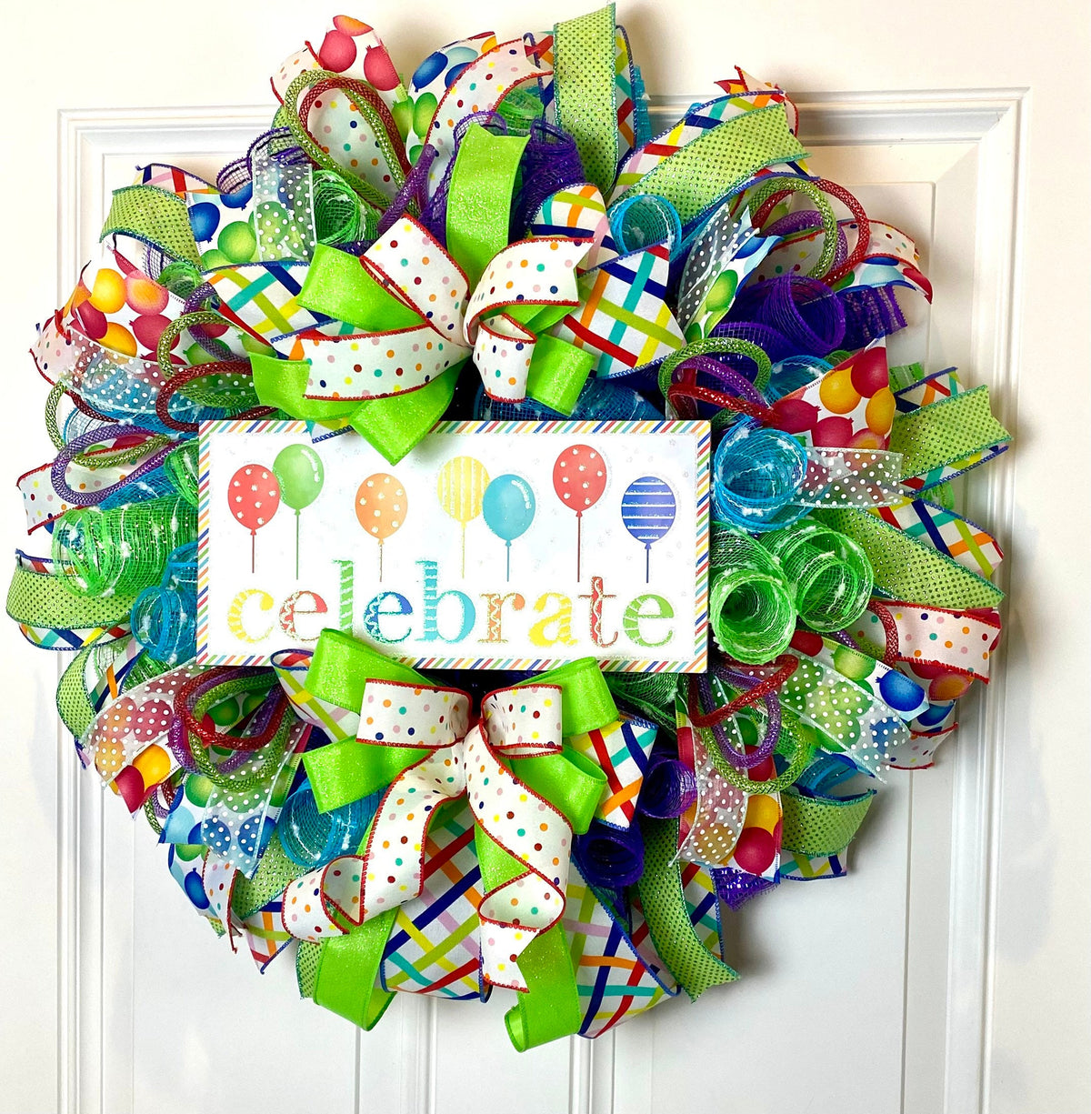 Birthday Wreath Front Door, Party Decor, Spring Wreath, Celebration