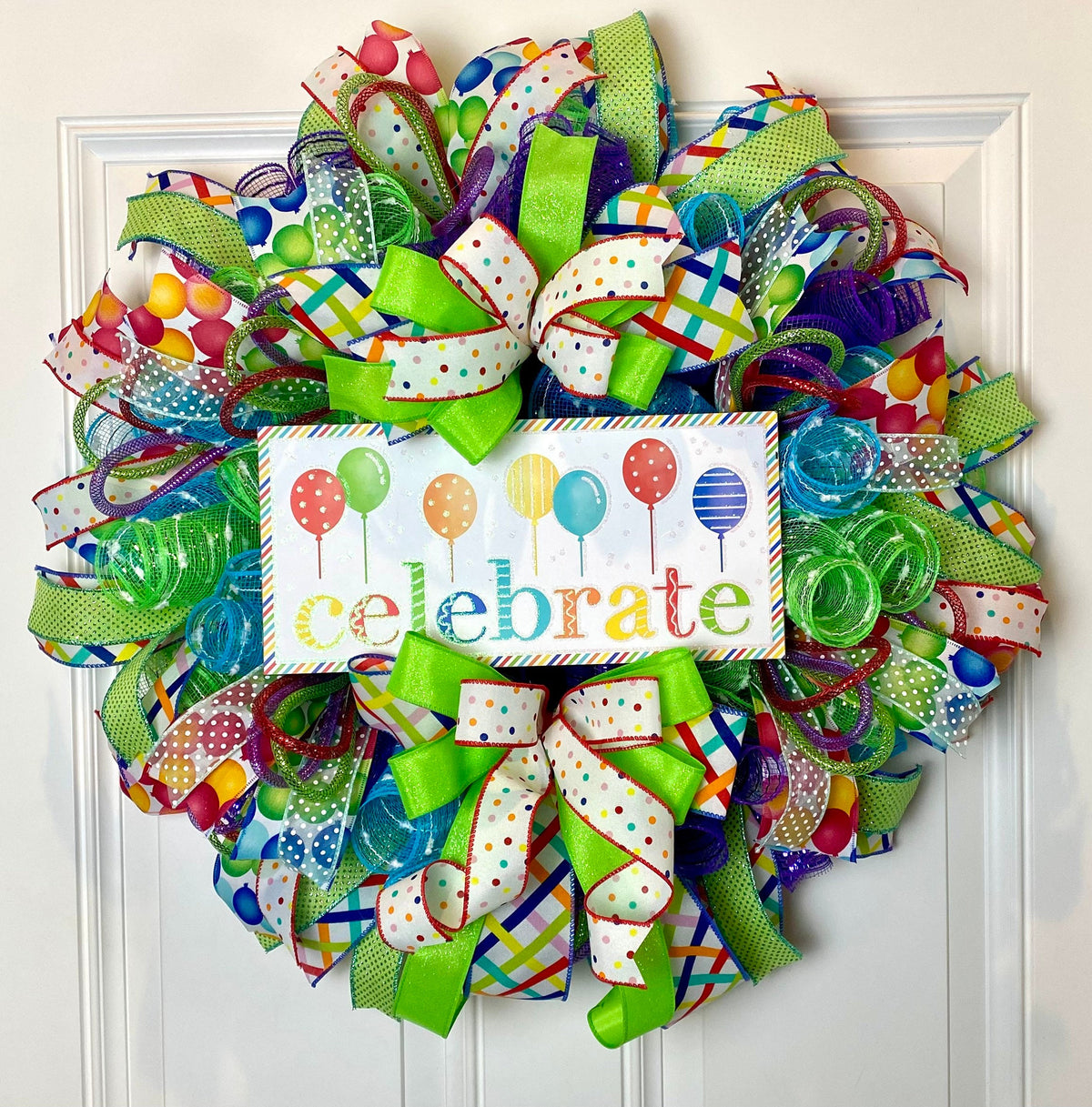 Birthday Wreath Front Door, Party Decor, Spring Wreath, Celebration