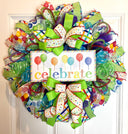 Birthday Wreath Front Door, Party Decor, Spring Wreath, Celebration