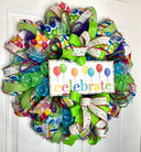 Birthday Wreath Front Door, Party Decor, Spring Wreath, Celebration