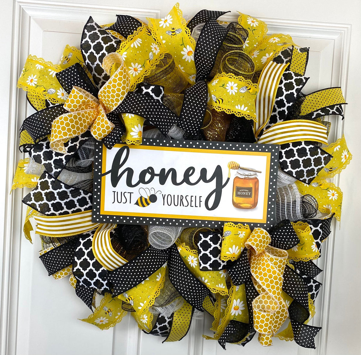 Summer wreath, Bee Everyday Wreath Front Door, Farmhouse All Season Wreath, Spring Wreath, Summer Deco Mesh