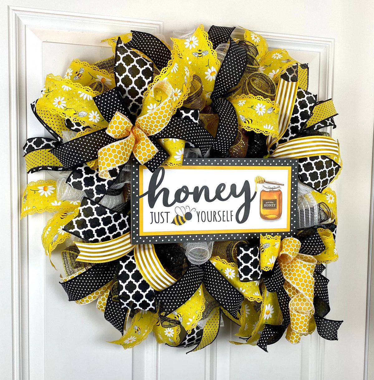 Summer wreath, Bee Everyday Wreath Front Door, Farmhouse All Season Wreath, Spring Wreath, Summer Deco Mesh