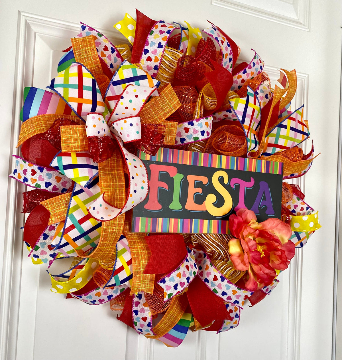 Fiesta Wreath, Cinco de Maya, Party Decor, Summer Deco Mesh