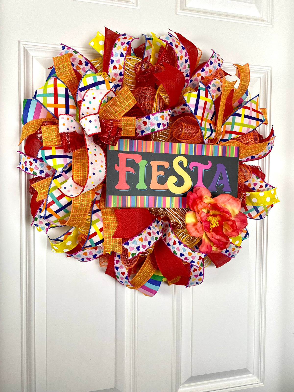Fiesta Wreath, Cinco de Maya, Party Decor, Summer Deco Mesh