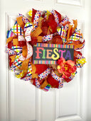 Fiesta Wreath, Cinco de Maya, Party Decor, Summer Deco Mesh