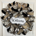 Farmhouse Welcome Wreath: Neutral Deco Mesh, Toile & Velvet Ribbons