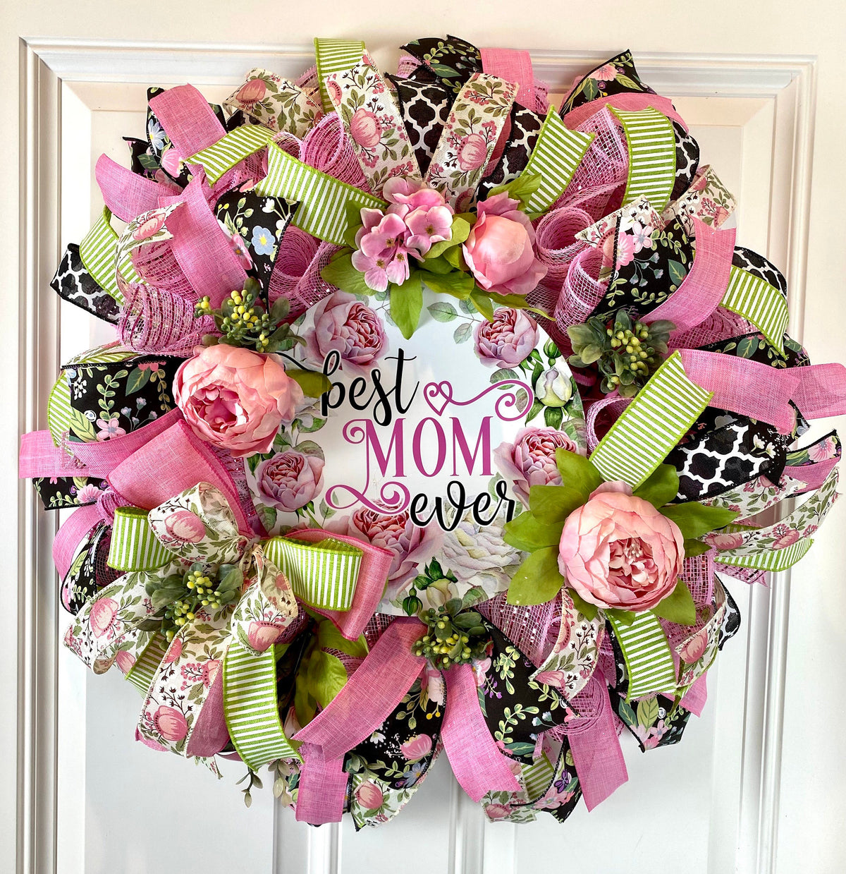 Mothers Day Gift, Wreath Front Door, Farmhouse Peony Wreath, Spring Wreath, Summer Deco Mesh