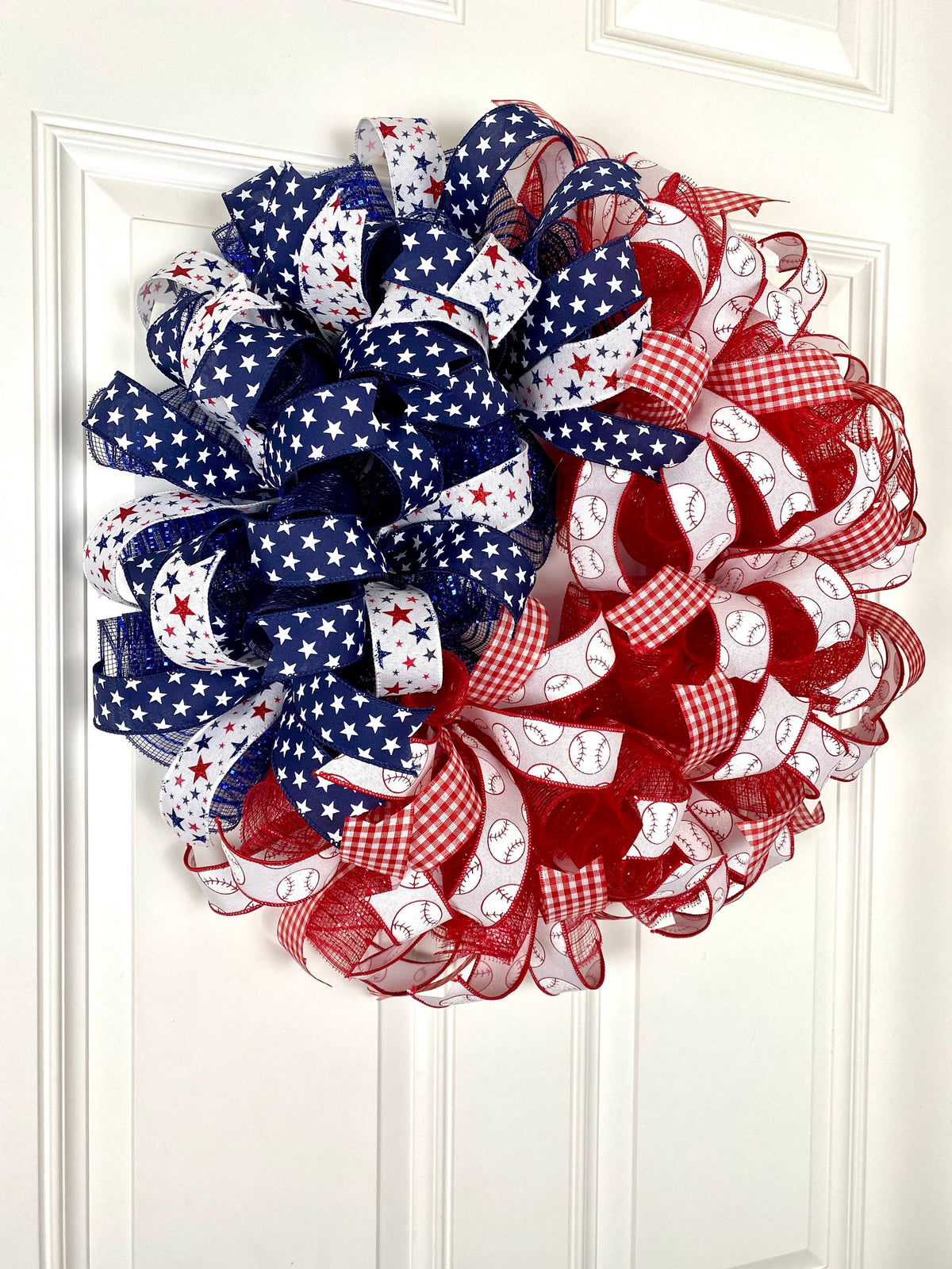Baseball Wreath: Patriotic American Flag Decor, Stars & Stripes